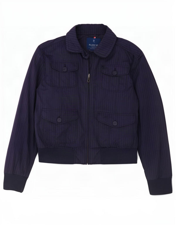 Playlife Womens Bomber Jacket UK 16 Stor marineblå stribet polyester
