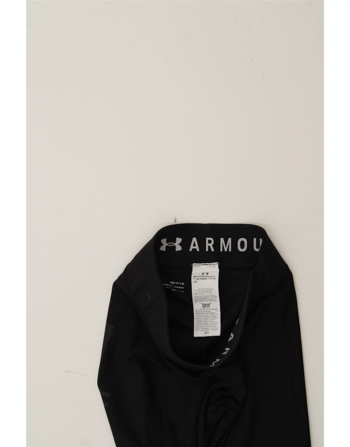 UNDER ARMOUR Womens Crop Graphic Leggings UK 10 Small  Black Polyester Vintage Under Armour and Second-Hand Under Armour from Messina Hembry 