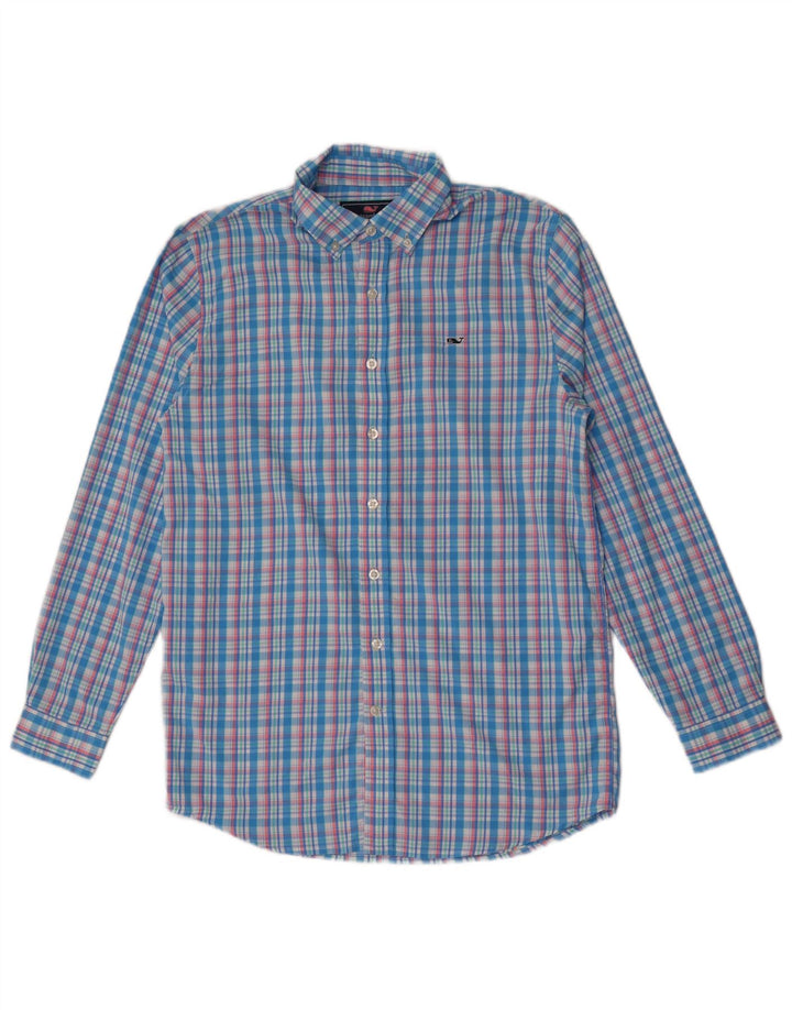 Vineyard Vines drengeskjorte 15-16 år XL blå ternet nylon