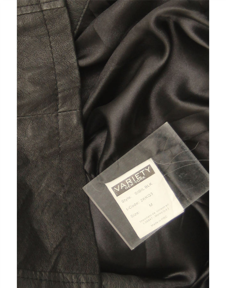 Variety Veste en cuir militaire pour femme UK 14 Cuir noir moyen
