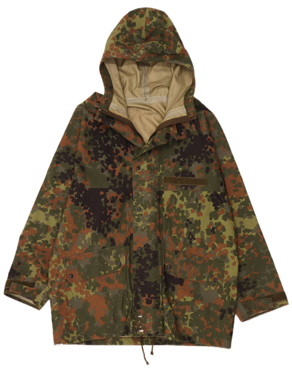 Jaqueta militar com capuz masculina vintage UK 42 XL camuflagem multicolorida