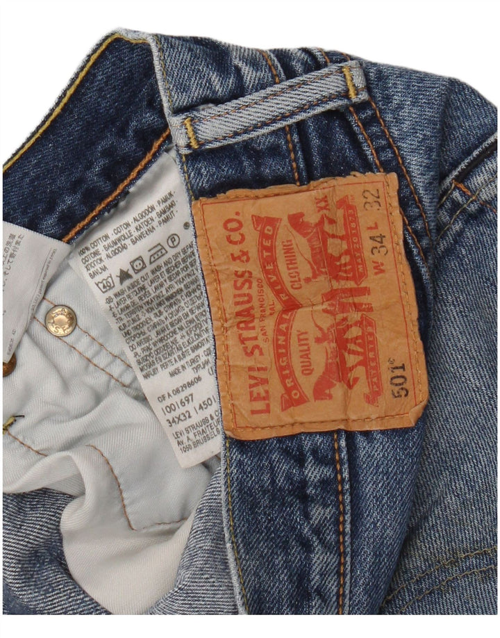 Levi's Mens 501 Straight Jeans W34 L32 Blue Cotton