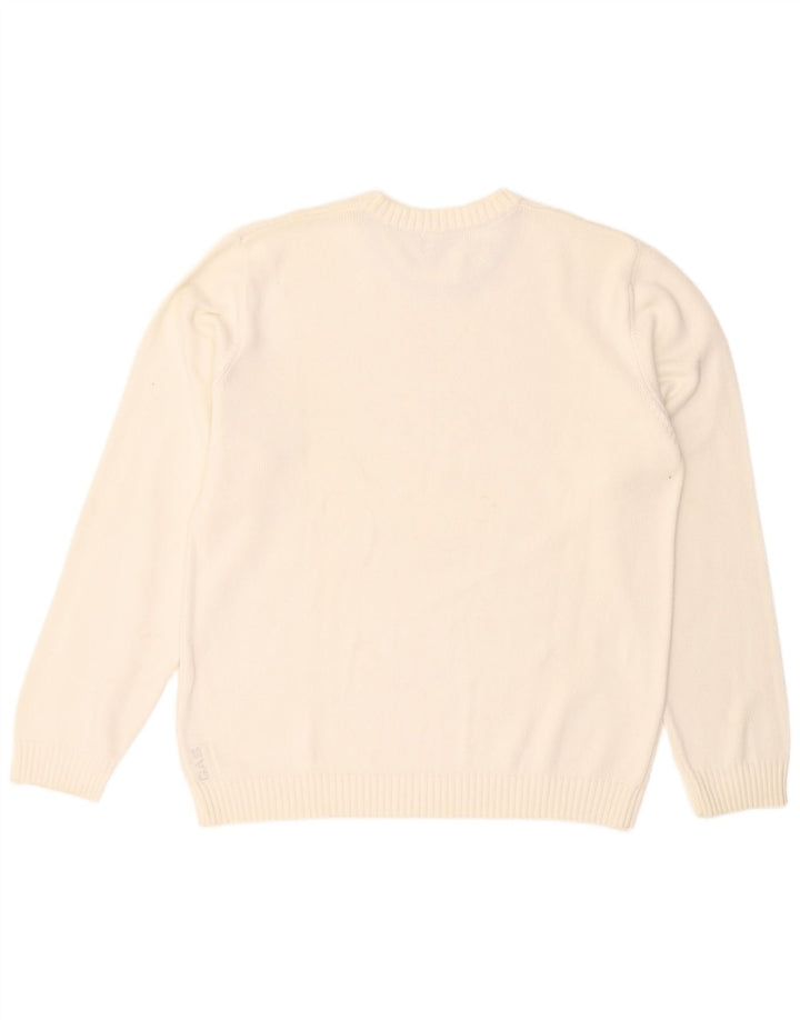 Gas Mens Crew Neck Jumper Sweater 2XL White Cotton