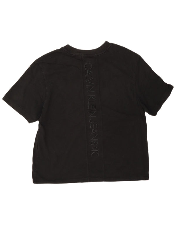 Calvin Klein Jeans Womens Crop Graphic T-Shirt Top UK 14 Medium Black