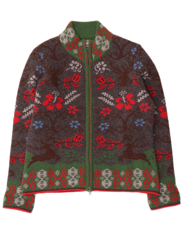 H.MOSER Womens Cardigan Sweater EU 46 XL Multicoloured Floral Wool