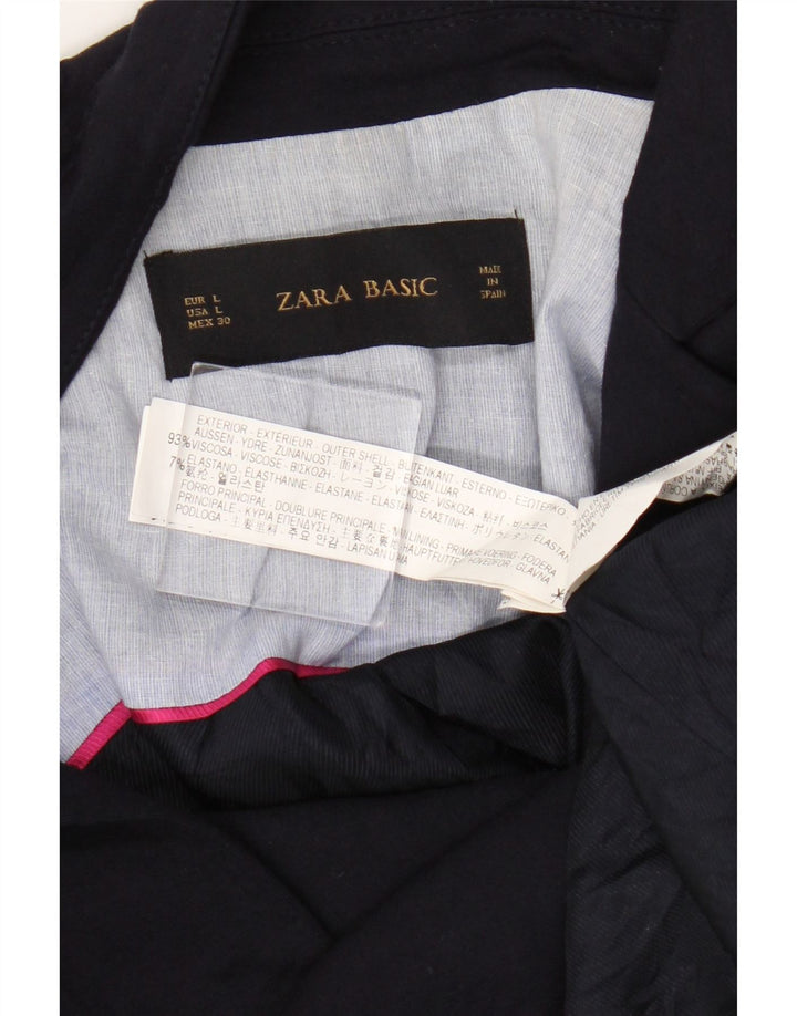 Zara Dame 1 Knap Blazer Jacket UK 14 Large Navy Blue Viscose