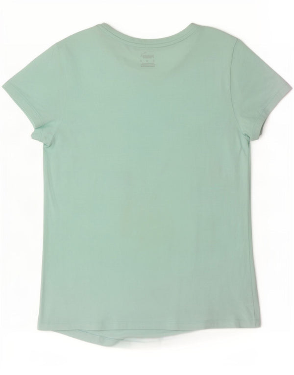 Puma Womens Graphic T-Shirt Top UK 12 Medium Türkis Baumwolle