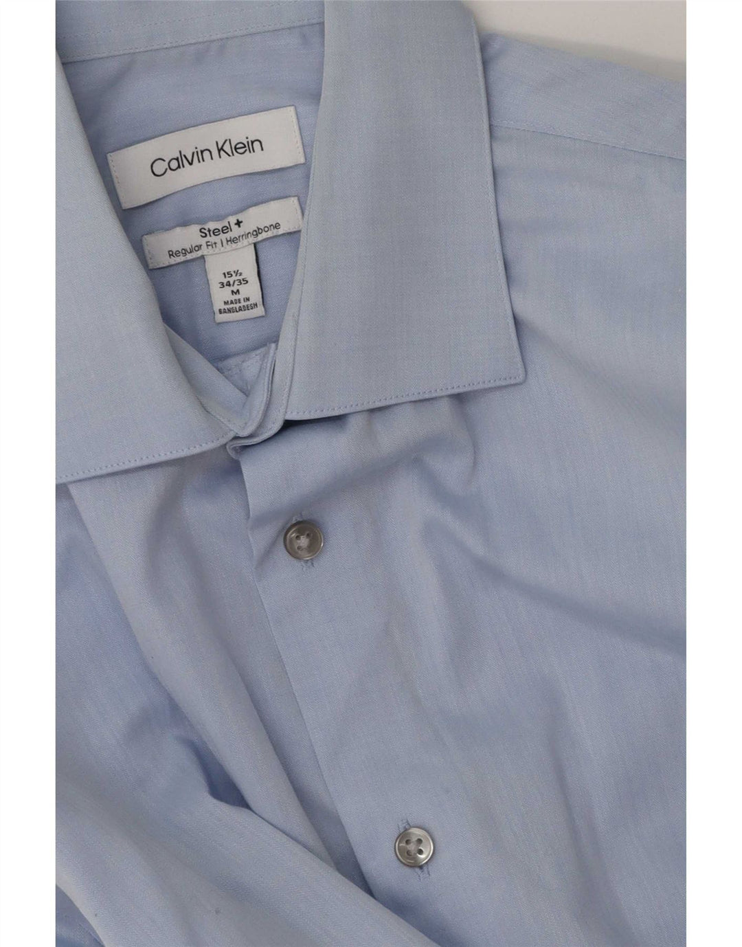 Cămașă Calvin Klein pentru bărbați, cu tăiere obișnuită, mărimea 15 1/2 Medium Blue Herringbone