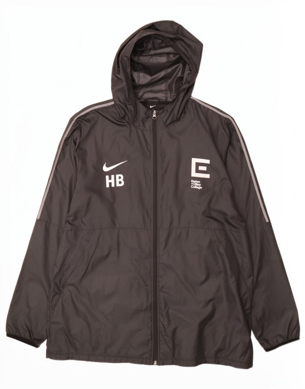 Nike Mens Graphic Hooded Rain Jacket UK 42 XL Black Polyester