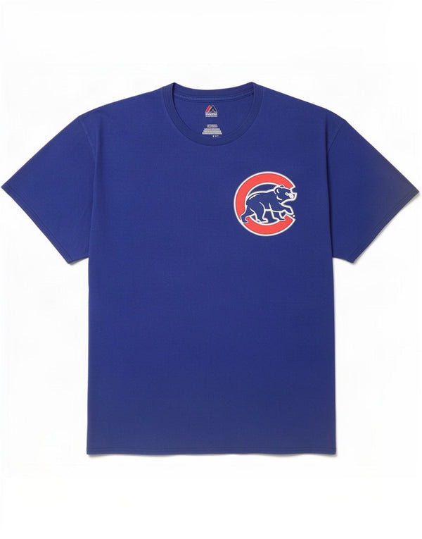 Majestic Mens Chicago Cubs Graphic T-Shirt Top XL Blue