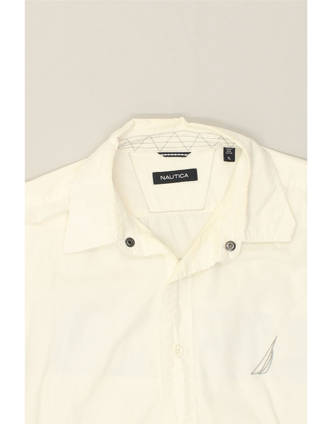 NAUTICA Mens Graphic Shirt XL Off White Cotton | Vintage Nautica | Thrift | Second-Hand Nautica | Used Clothing | Messina Hembry 