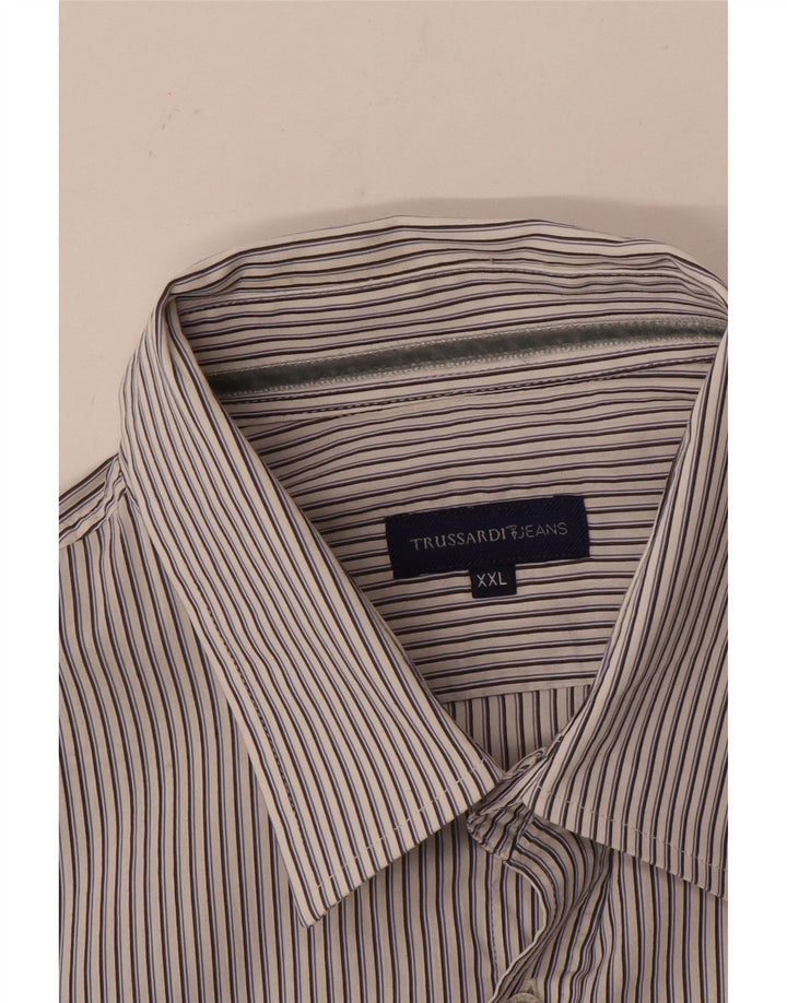 Trussardi Jeans Mens Shirt 2XL White Striped