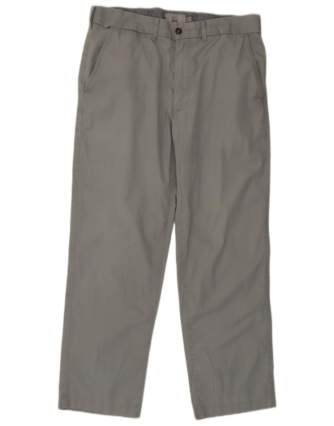 Marks & Spencer Mens Regular Chino Trousers W34 L29 Grey Cotton