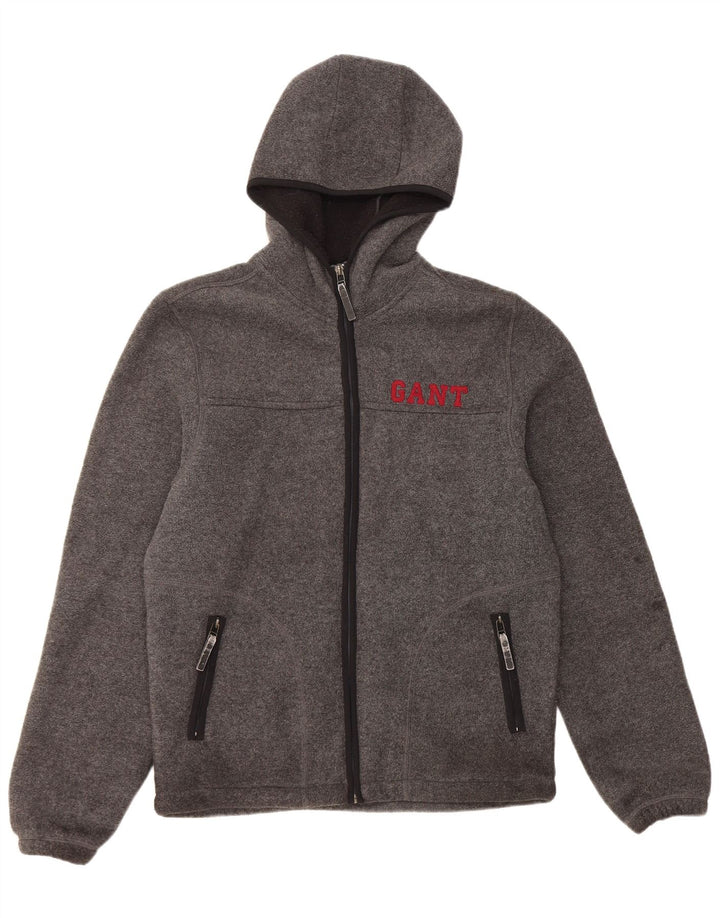 Gant Mens Graphic Zip Hoodie Sweater Medium Grey Flecked Polyester