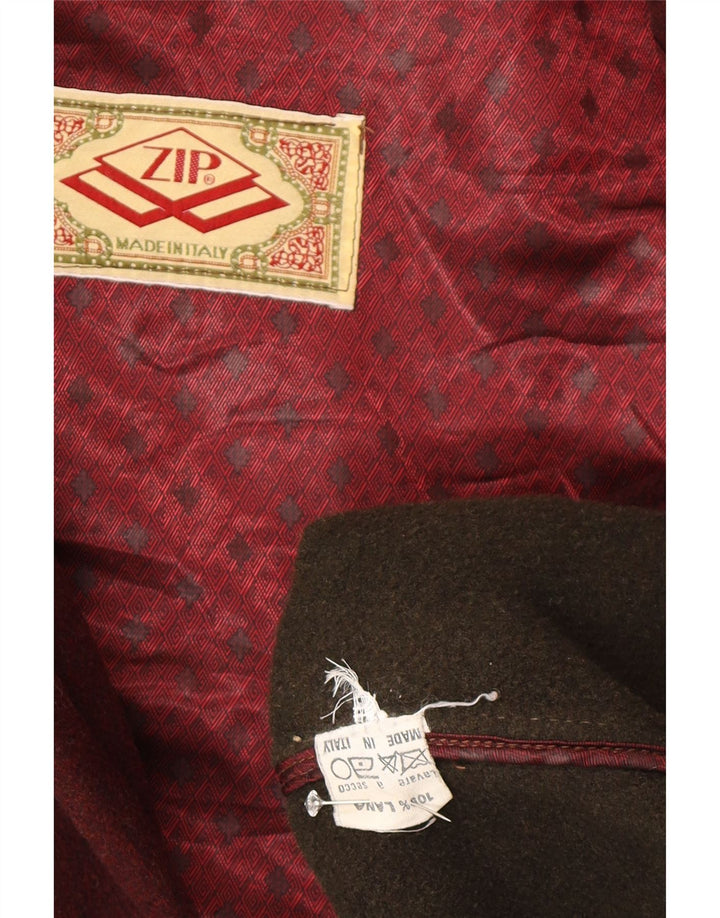 Herren-Dufflecoat mit Kapuze und Reißverschluss, Größe 38, mittelbraune Wolle