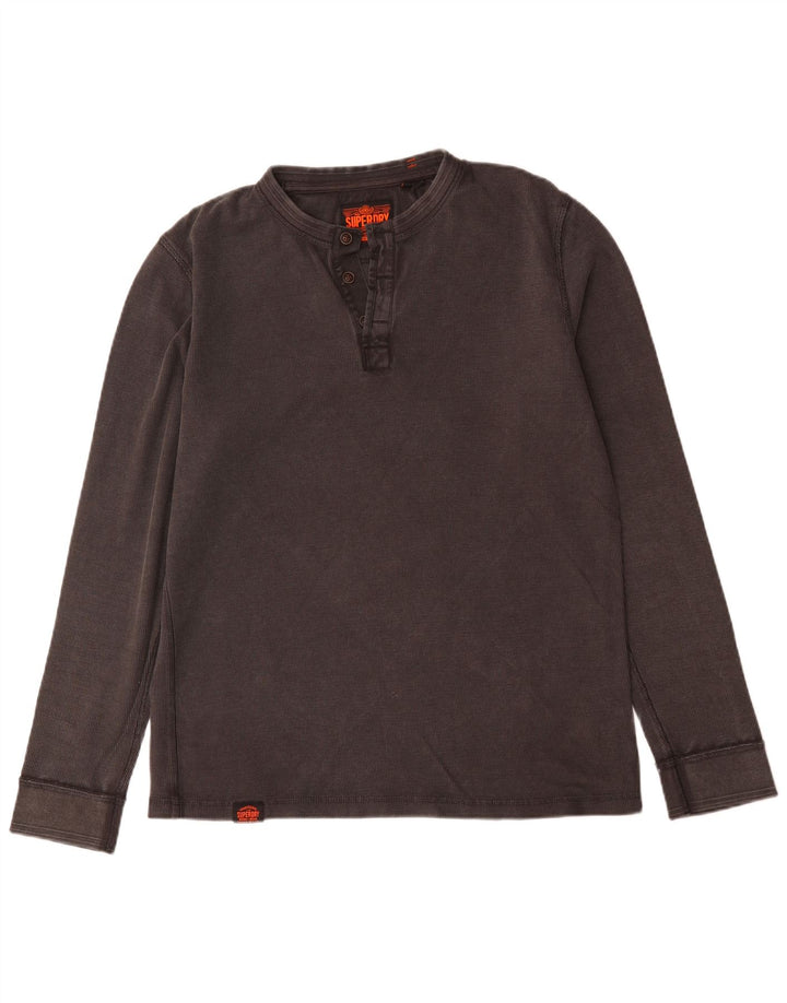 Superdry Mens Top Long Sleeve Large Grey Cotton