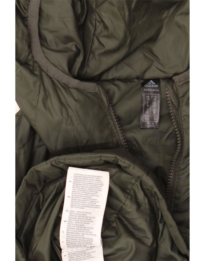 Adidas Mens Hooded Padded Jacket UK 38 Medium Khaki Polyester