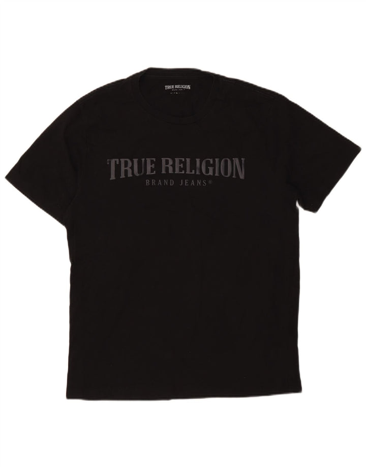 T-shirt grafica da uomo True Religion Top in cotone nero medio