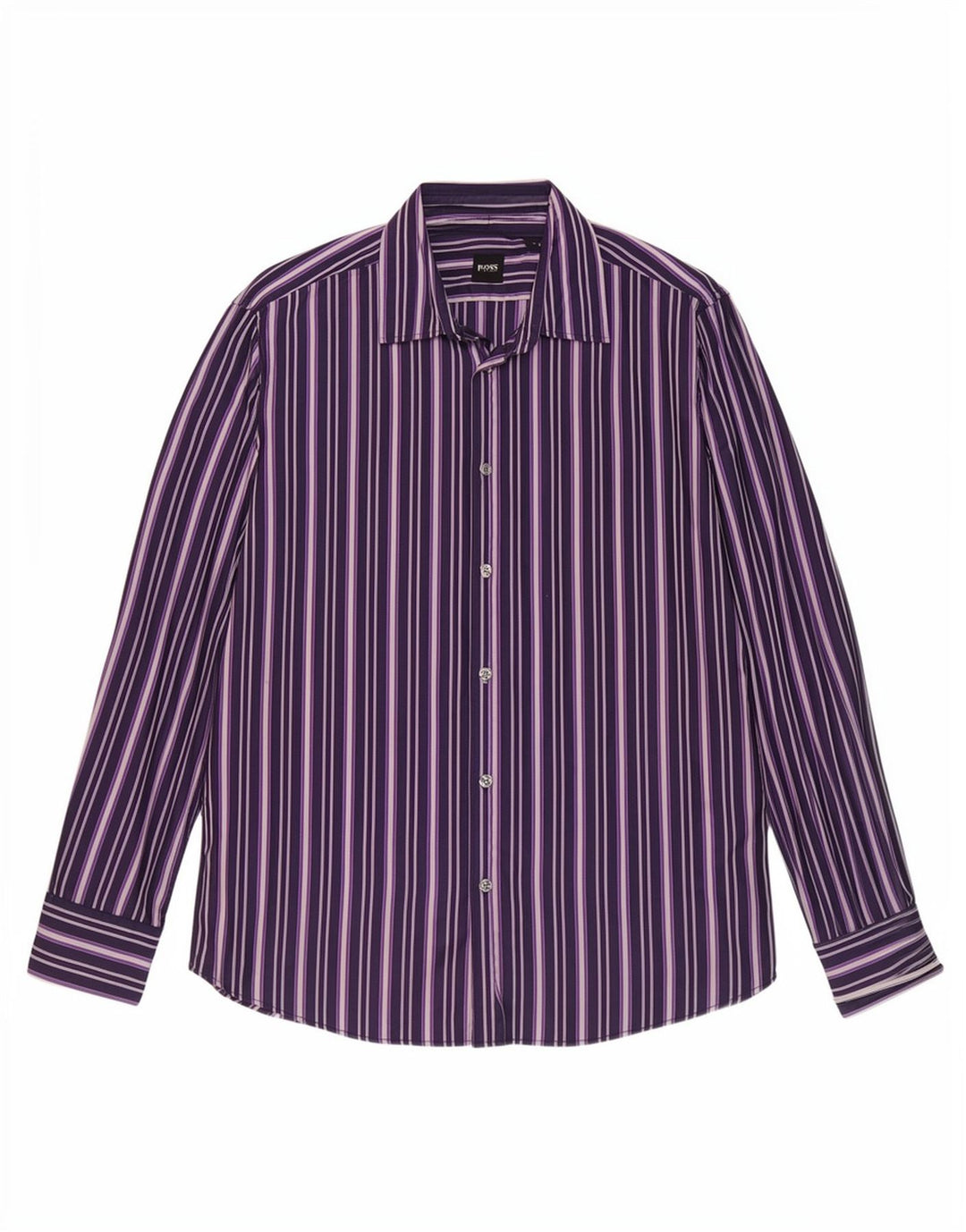 Hugo Boss Mens Shirt Large Purple Striped Cotton