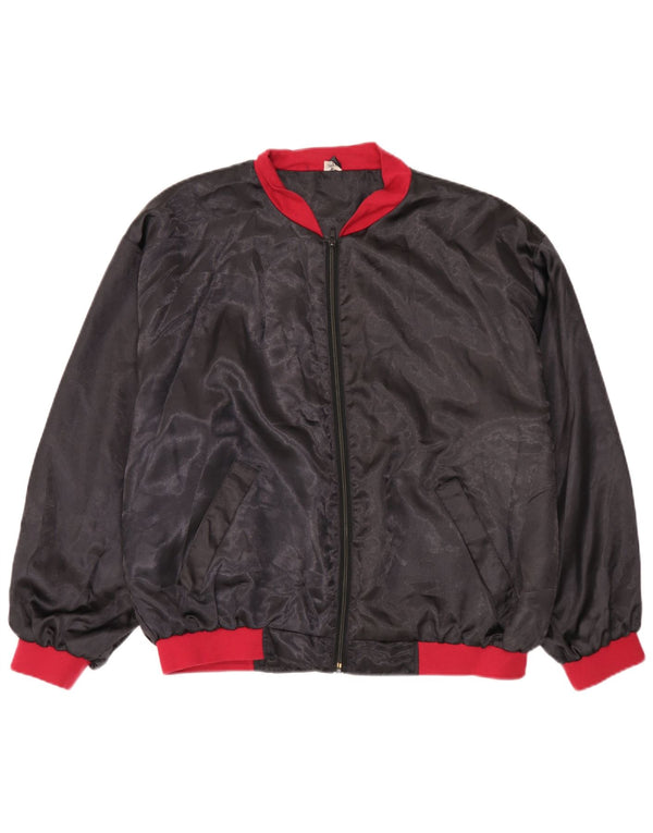 Vintage Bomber Jacket UK 38 Medium Sort Colourblock Polyamid