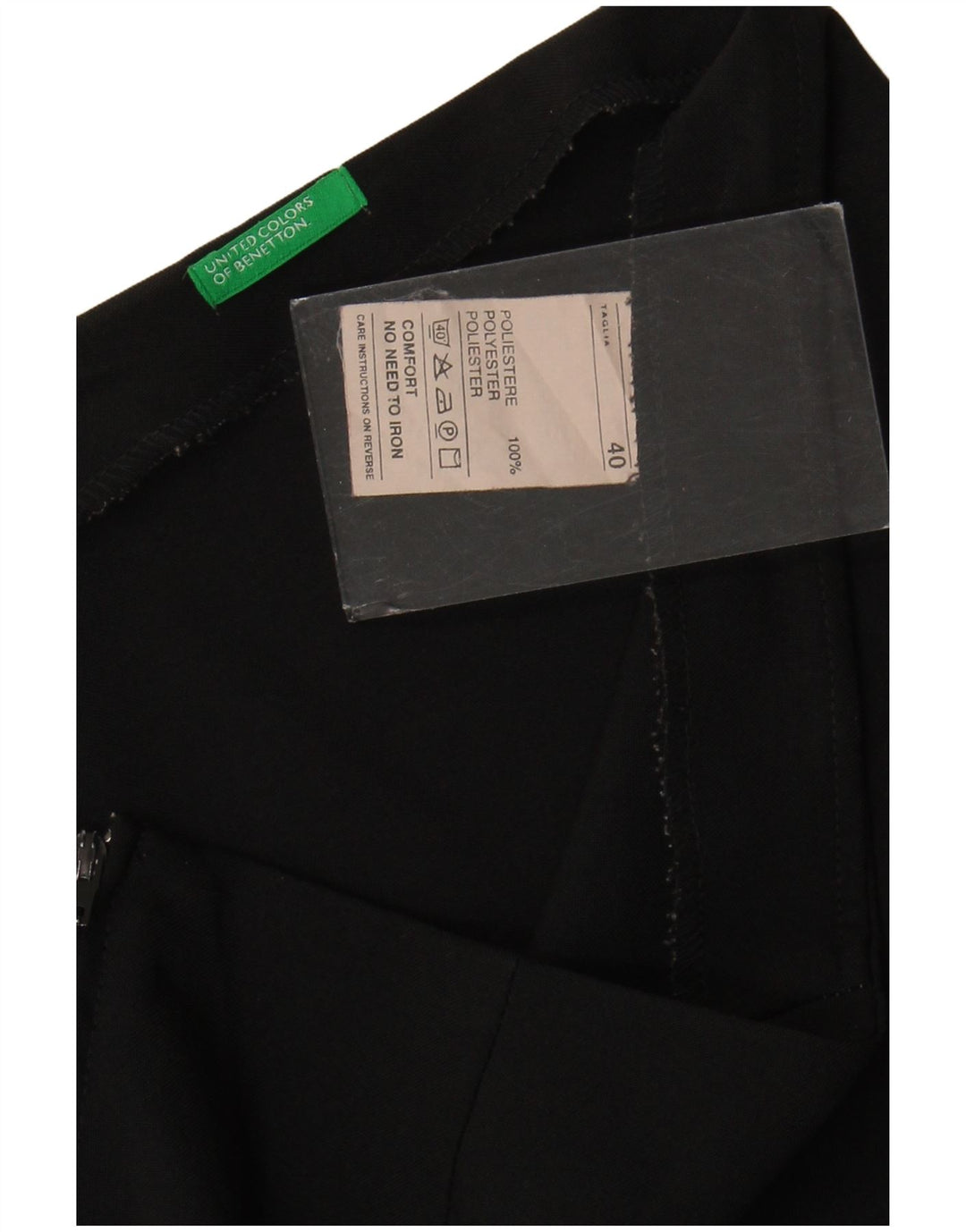 Benetton Womens Straight Skirt IT 40 Small W30 Black Polyester