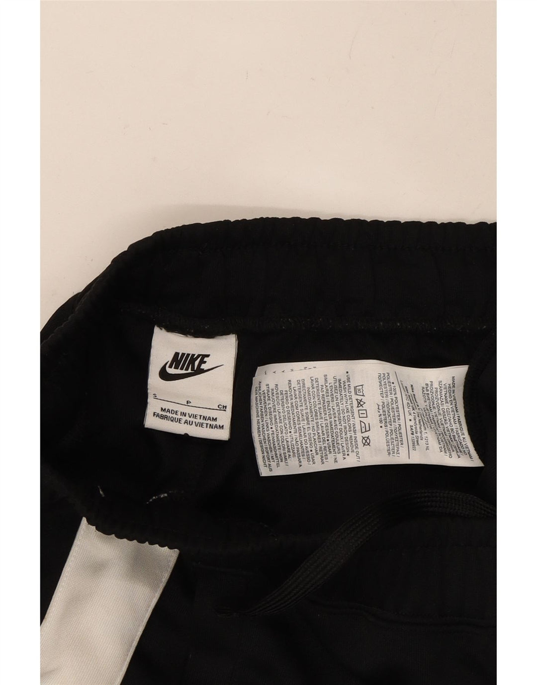 NIKE Mens Tracksuit Trousers Joggers Small Black Colourblock Polyester
