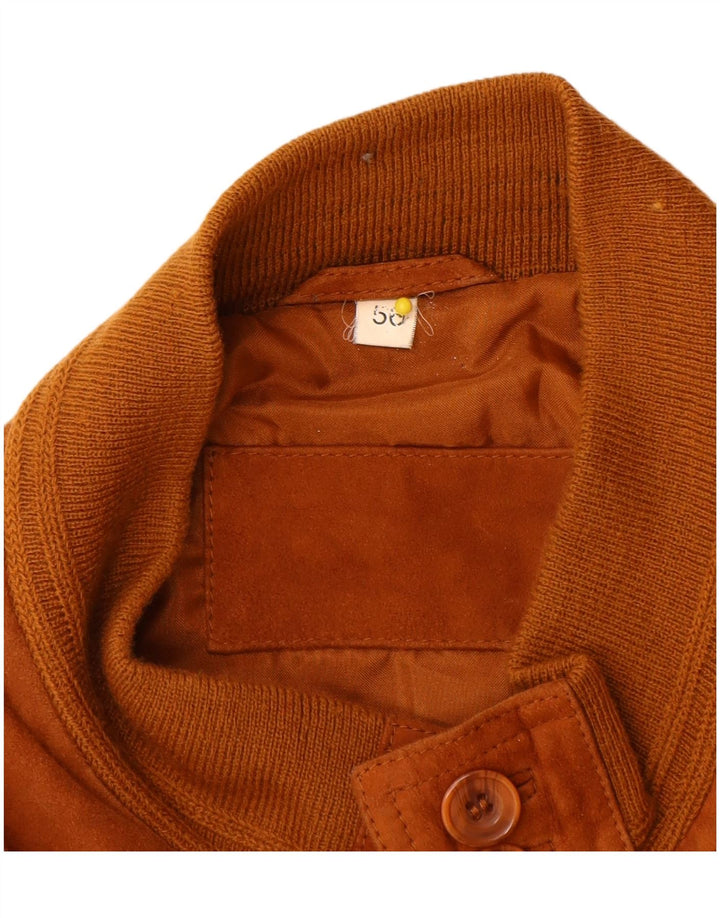 Vintage Herren Wildleder Bomberjacke IT 56 3XL Braunes Leder