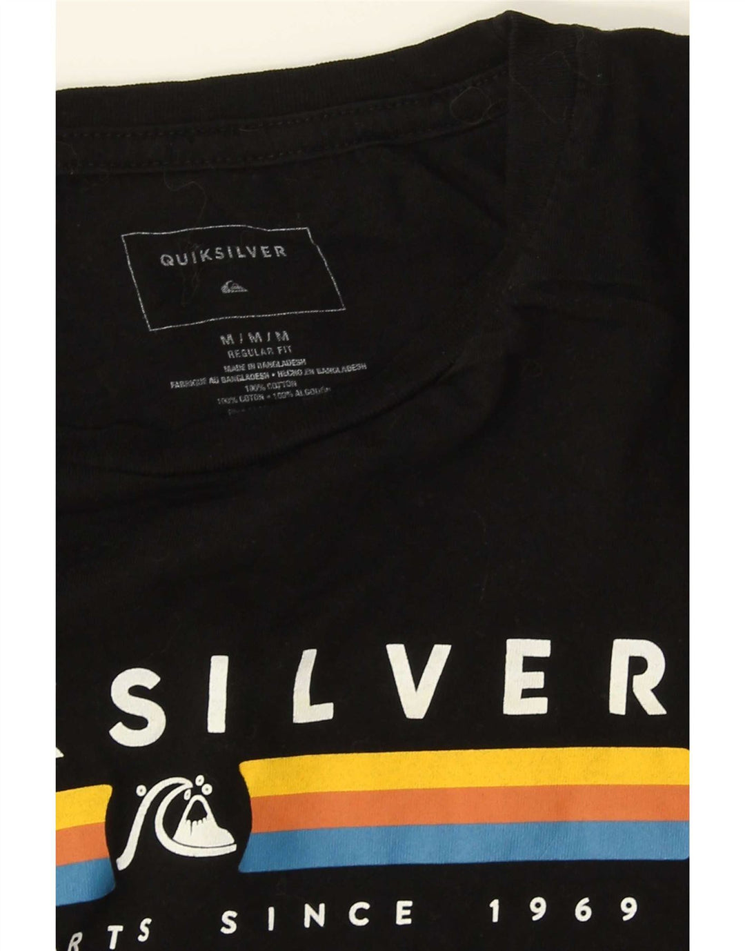 Quiksilver Mens Graphic T-Shirt Top Medium Black Cotton