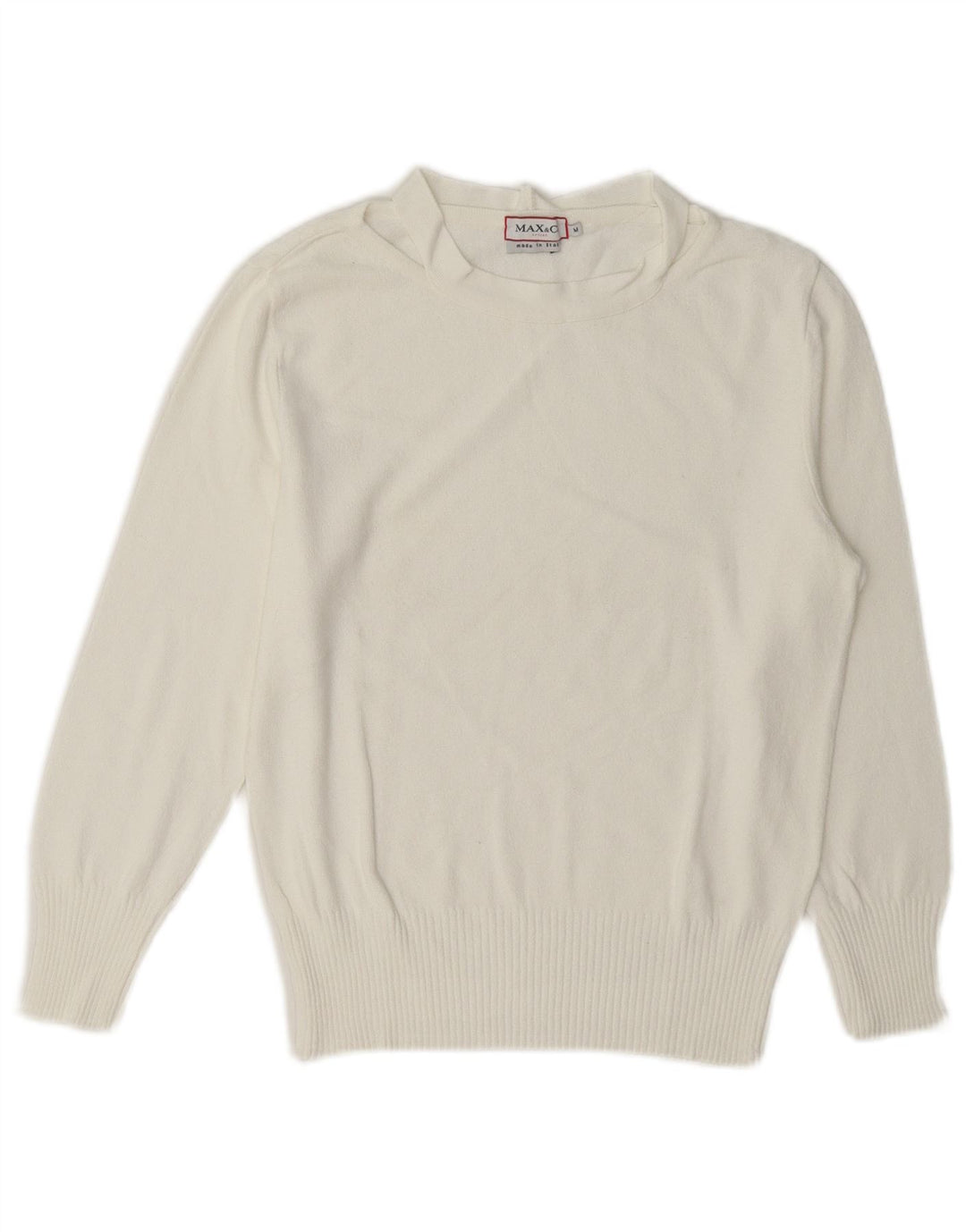 Max & Co. Γυναικείο πουλόβερ με λαιμόκαυμα UK 12 Medium White
