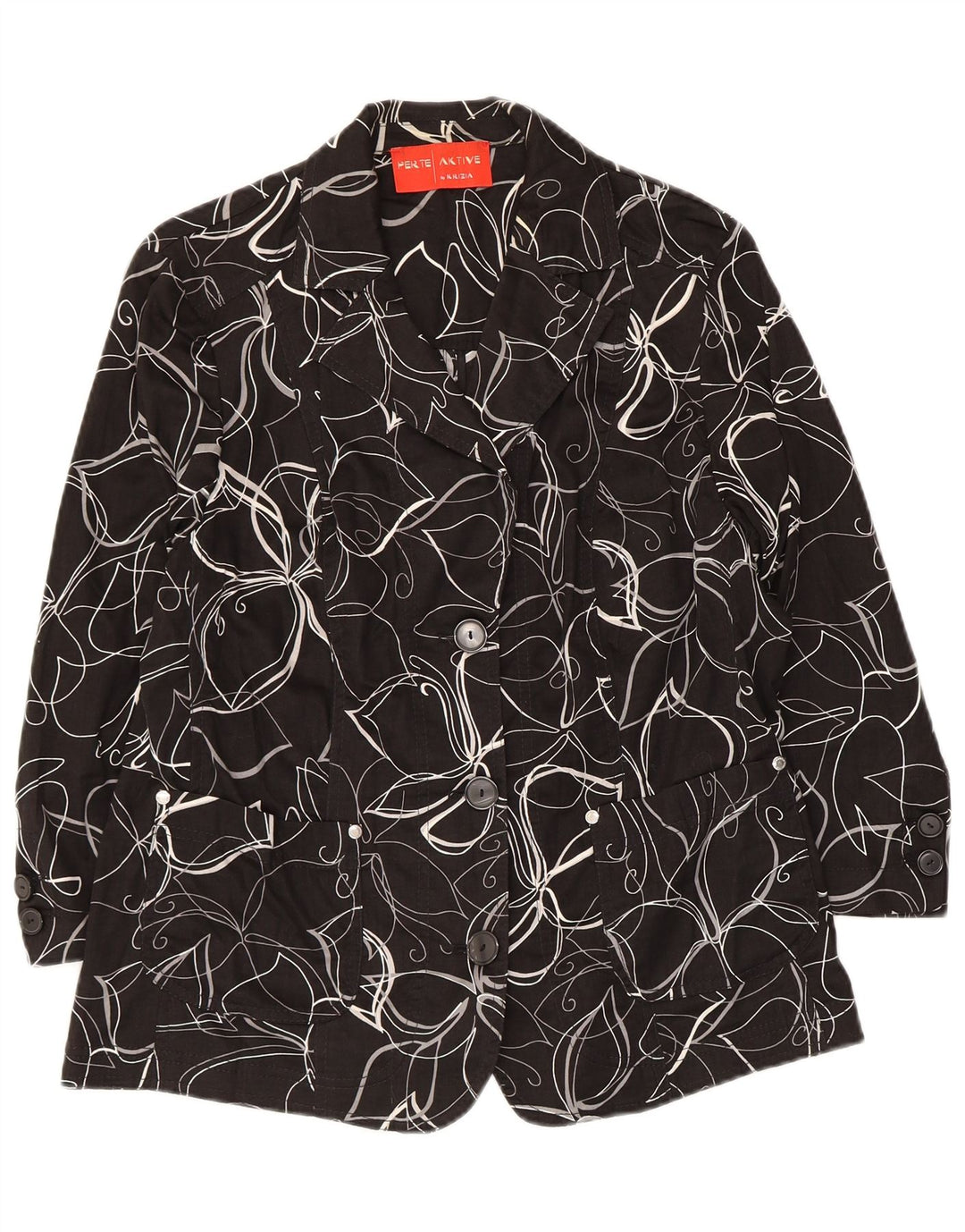 Perte by Krizia Dame 3-knaps blazerjakke UK 12 Medium Black Floral