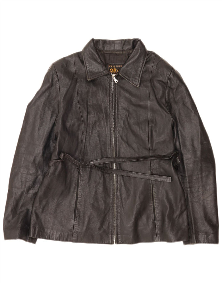 Pellicceria Womens Leather Jacket UK 14 Medium Black