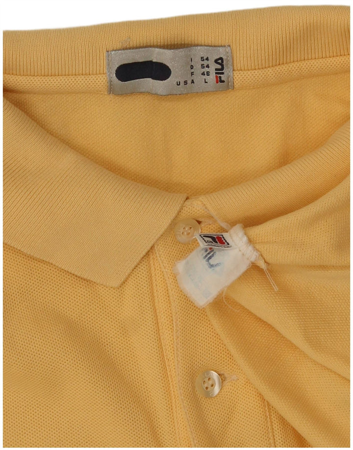 Fila Mens Polo Shirt Large Yellow Cotton
