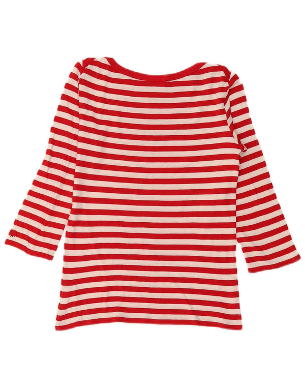 Benetton Damen-Top, 3/4-Ärmel, UK 6, XS, rot gestreift, Baumwolle