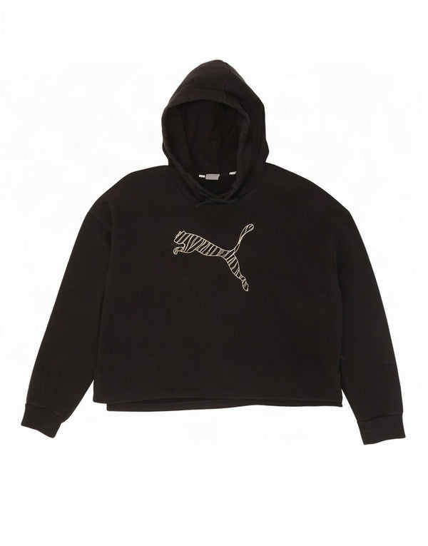Puma Mens Graphic nagyméretű kapucnis pulóver UK 14 közepes fekete pamut