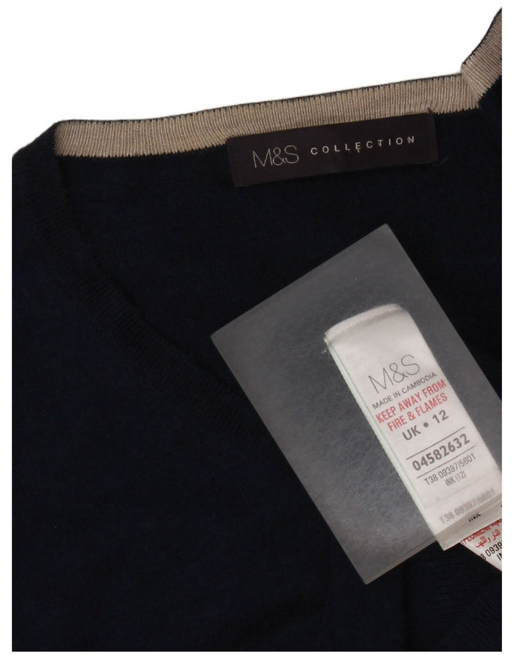 Marks & Spencer Womens Cardigan Sweater UK 12 Medium Navy Blue Viscose