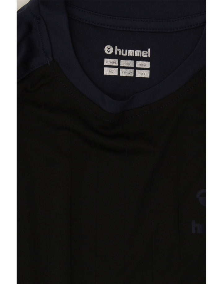 HUMMEL Boys T-Shirt Top 11-12 Years Navy Blue Colourblock Polyester Vintage Hummel and Second-Hand Hummel from Messina Hembry 