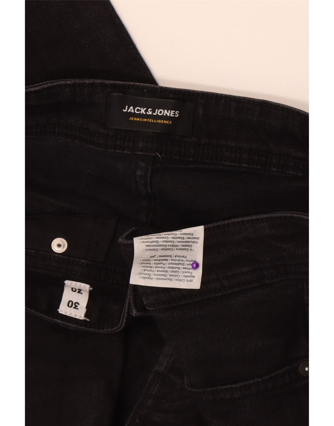 Jack & Jones Mens GLENN Slim Jeans W30 L30 Black Cotton