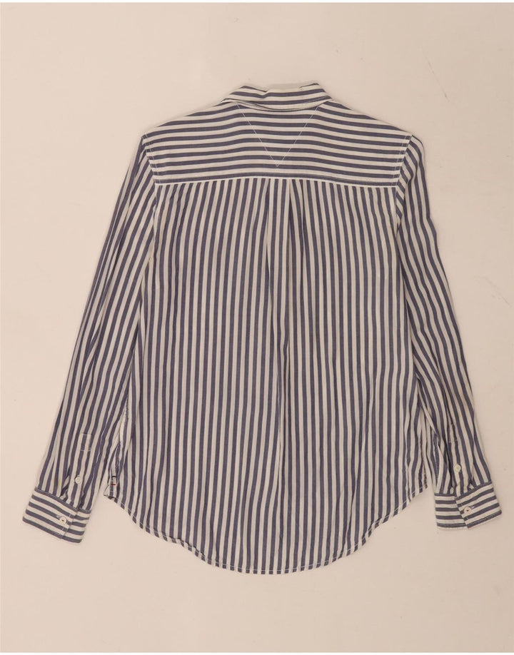Tommy Hilfiger Womens Shirt UK 10 Small Blue Pinstripe