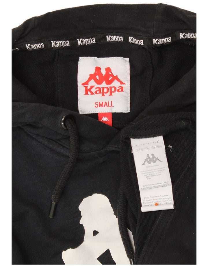 Suéter com capuz gráfico masculino KAPPA pequeno algodão preto