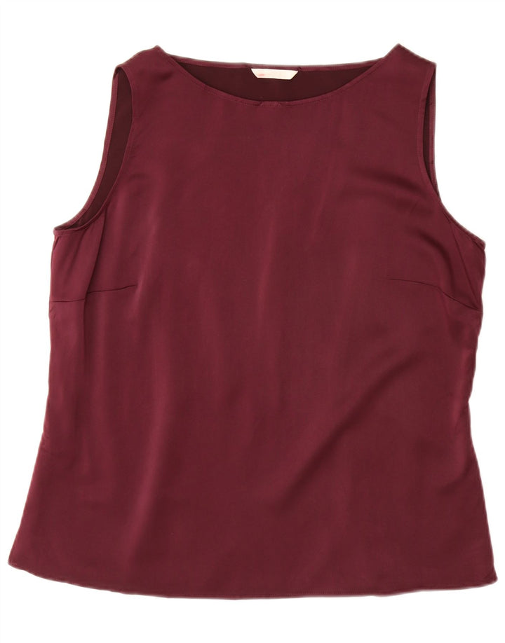 Marks & Spencer Womens Sleeveless Blouse Top UK 18 XL Burgundy Polyester