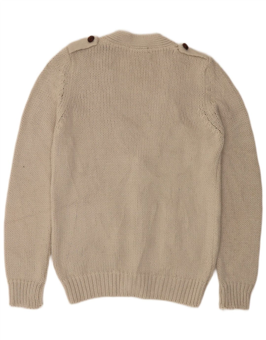 Zara Mens Cardigan Sweater Large Beige Acrylic