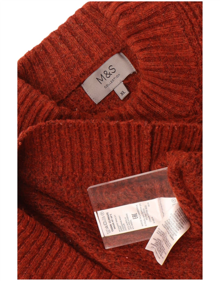 Marks & Spencer Mens Turtle Neck Jumper Sweater XL Maroon Flecked Acrylic