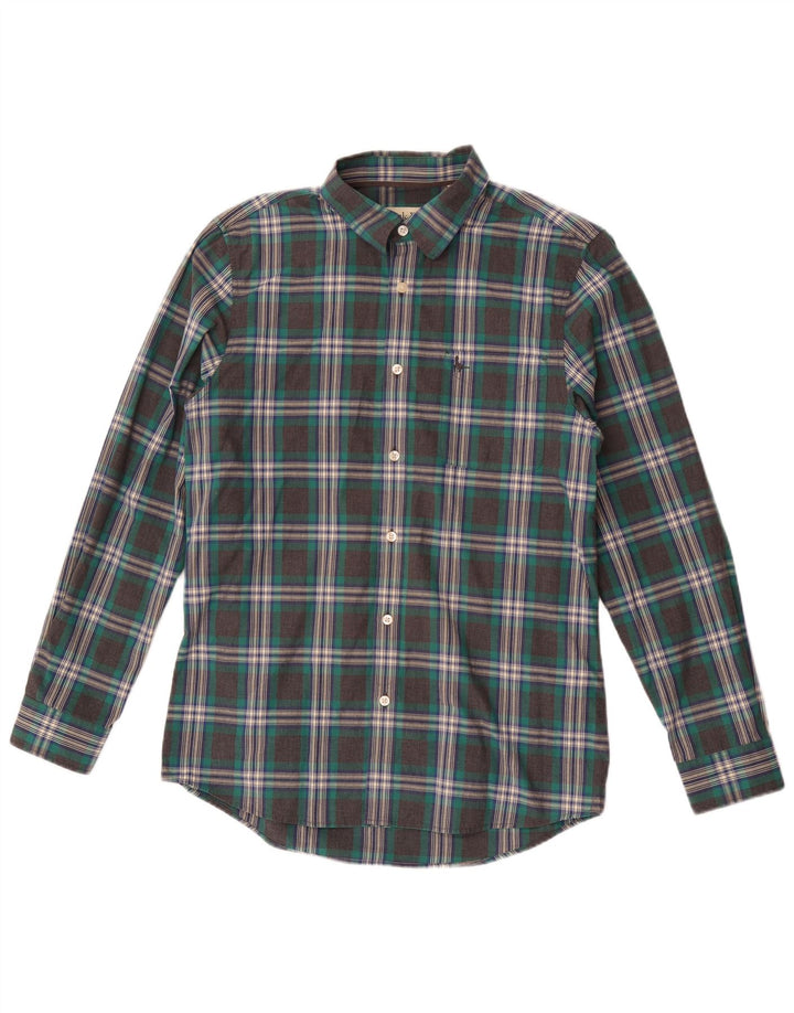 Jack Wills Mens Regular Fit Shirt Medium Green Plaid Cotton