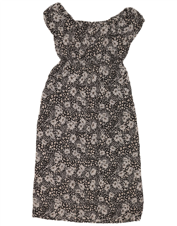 M&Co Womens Maxi Dress UK 18 XL Black Floral Polyester