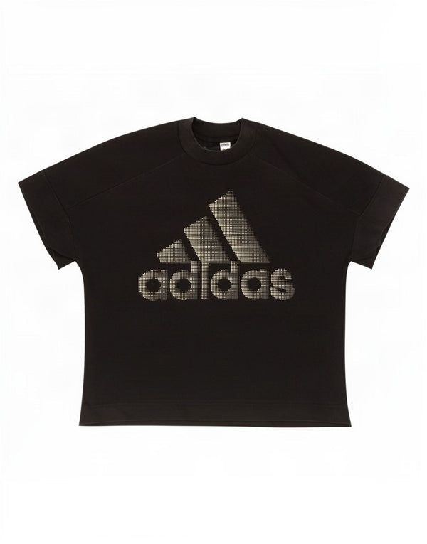 T-shirt grafica Adidas Crop See Through da donna Top UK 12/14 Medium Nero