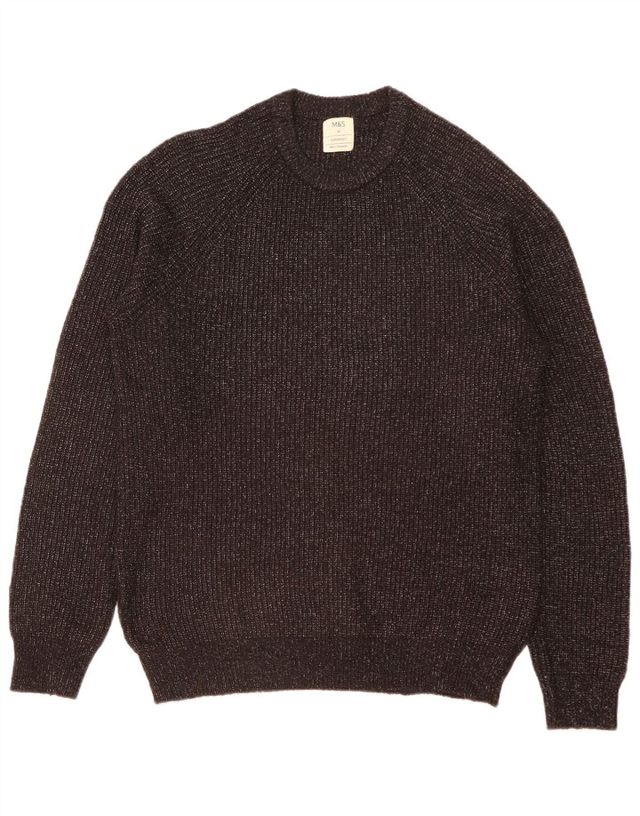 Marks & Spencer Herre sweater med rund hals, medium sort flækket