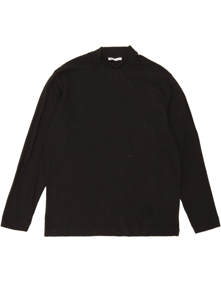 ZARA Mens Top Long Sleeve Small Black Cotton Vintage Zara and Second-Hand Zara from Messina Hembry 