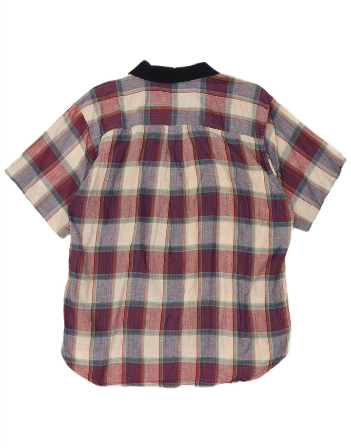 Vintage Mens Short Sleeve Shirt Large Multicoloured Check Cotton