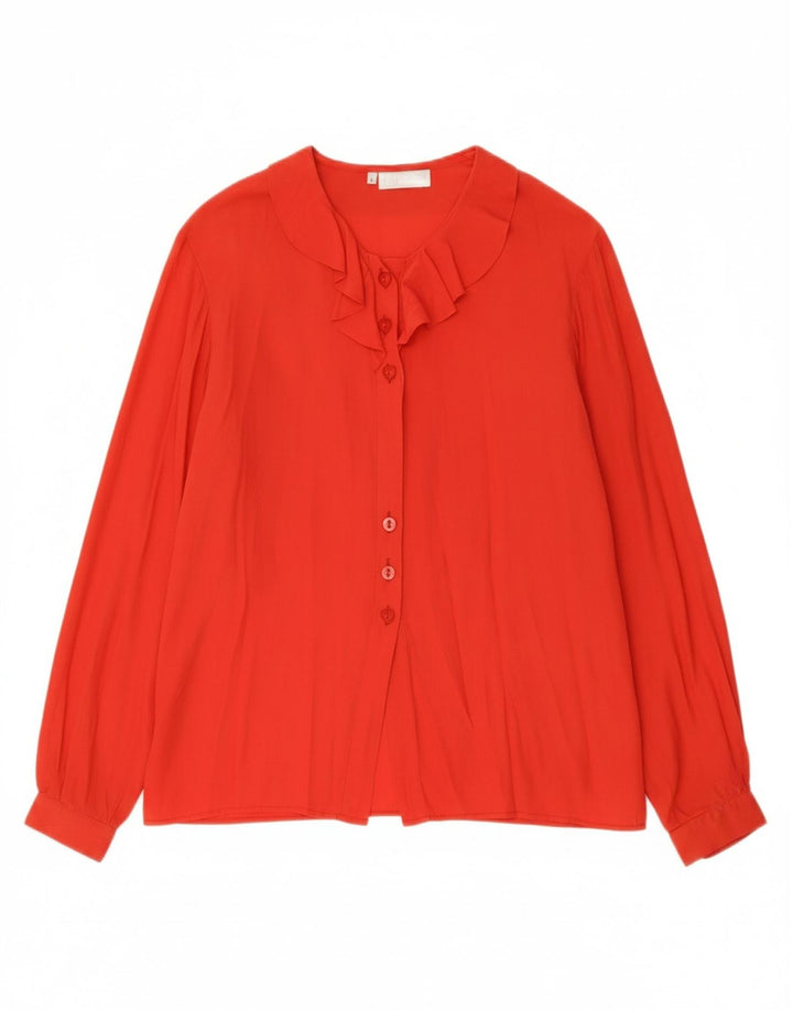 VINTAGE Womens Shirt Blouse UK 16 Large Red Acetate Vintage Vintage and Second-Hand Vintage from Messina Hembry 