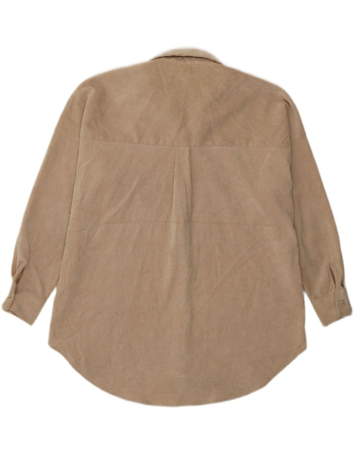 Zara Womens Oversized Corduroy Shirt UK 6 XS Beige Polyester